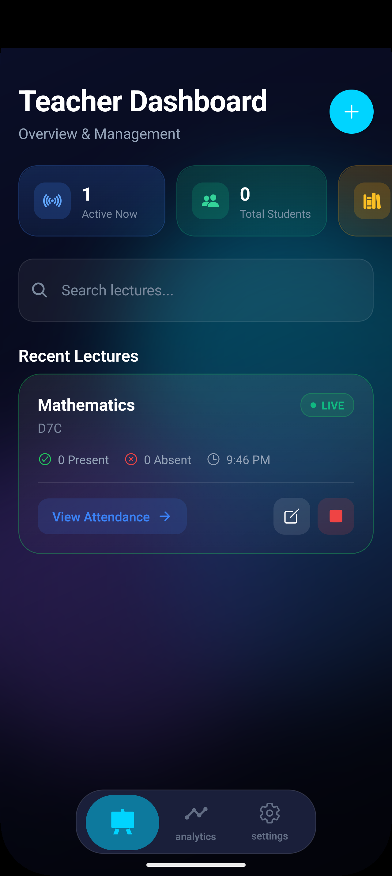 Attenex teacher dashboard