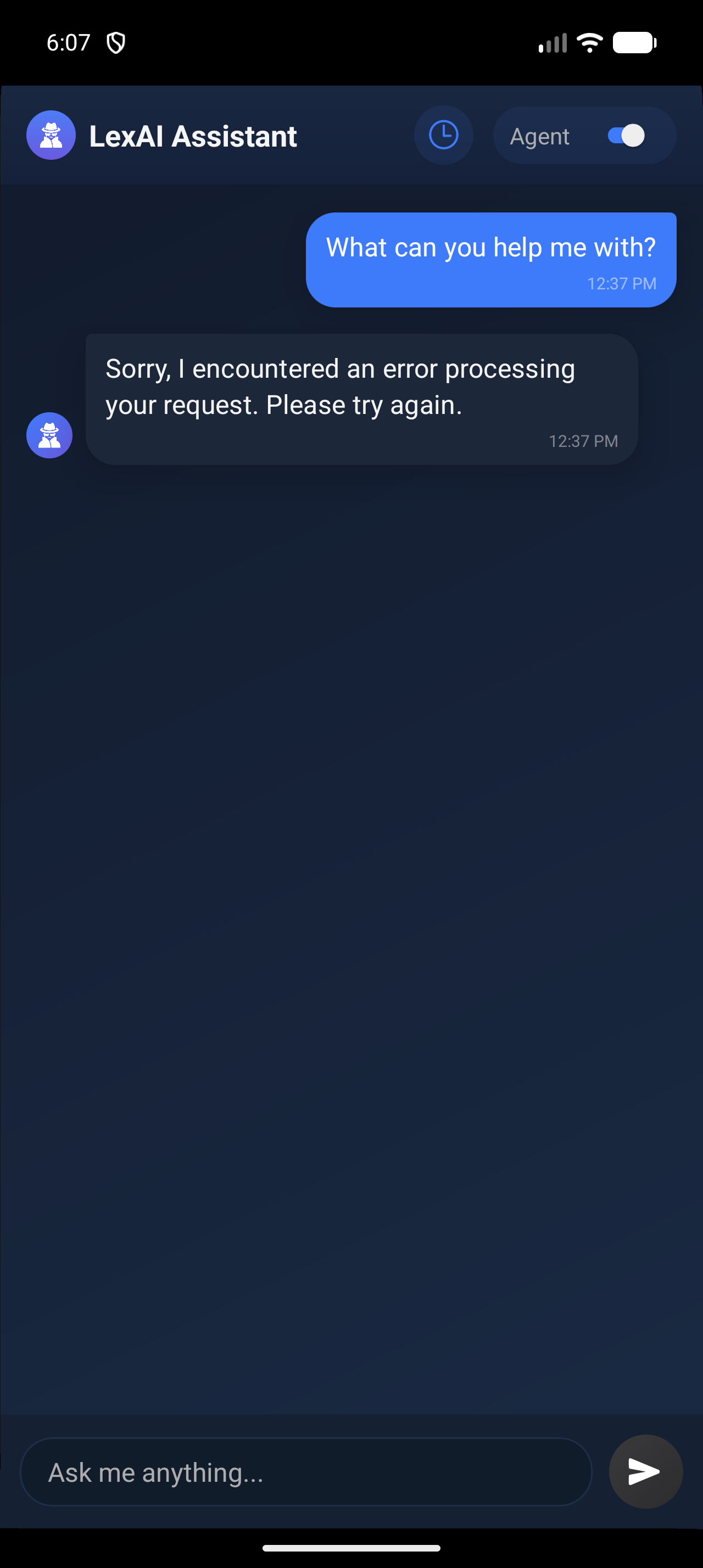 Learnex LexAI assistant screen