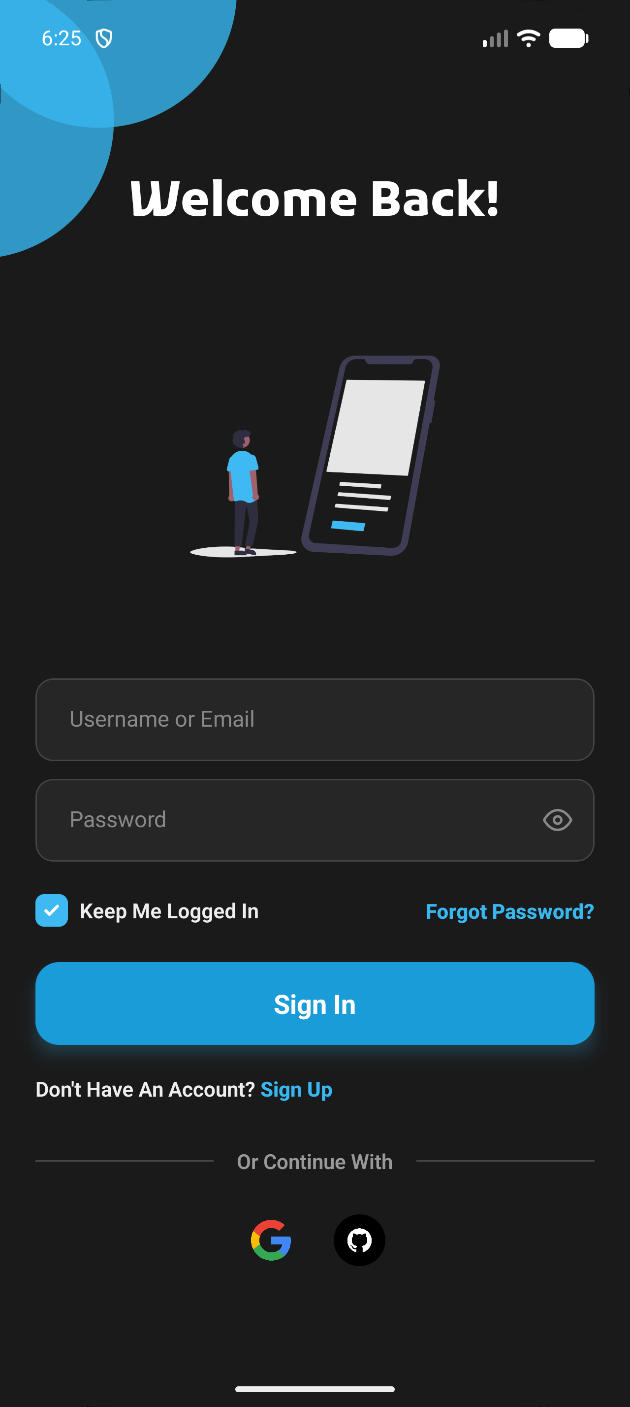 Learnex sign-in screen